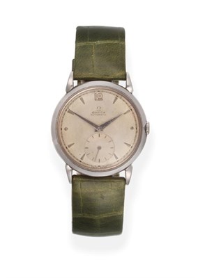 Lot 2157 - A Stainless Steel Automatic Wristwatch, signed Omega, circa 1948, (calibre 342) lever movement...