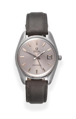 Lot 2171 - A Stainless Steel Automatic Calendar Centre Seconds Wristwatch, signed Omega, model: Seamaster,...