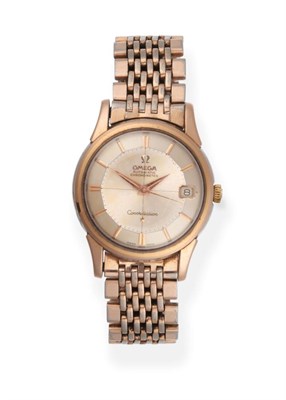 Lot 2172 - A Gold Plated and Steel Automatic Calendar Centre Seconds Wristwatch, signed Omega,...