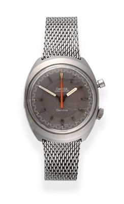 Lot 2181 - A Stainless Steel Chronograph Wristwatch, signed Omega, Geneve, model: Chronostop, 1969,...