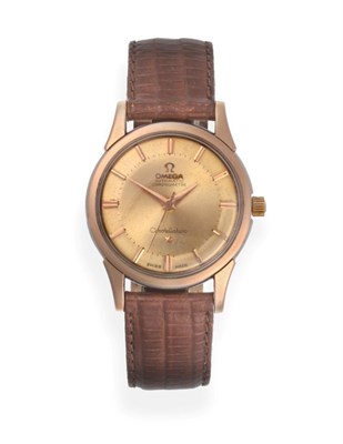 Lot 2185 - A Gold Plated and Steel Automatic Centre Seconds Wristwatch, signed Omega, Chronometer, model:...