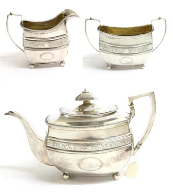 Lot 2217 - A George III Silver Three Piece Tea Service, Daniel Urquhart & Naphtali Hart, London 1808,...