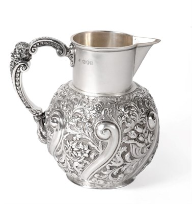 Lot 2226 - A Victorian Silver Water or Beer Jug, Wakeley & Wheeler, London 1891, the bearded mask and...