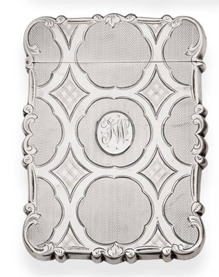 Lot 2230 - A Victorian Silver Card Case, Nathaniel Mills, Birmingham 1850, of shaped rectangular outline...