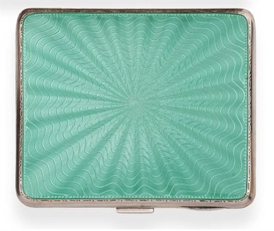 Lot 2234 - A Silver Green Guilloche Enamel Cigarette Case, William Neale & Son Ltd, Birmingham 1932, the...