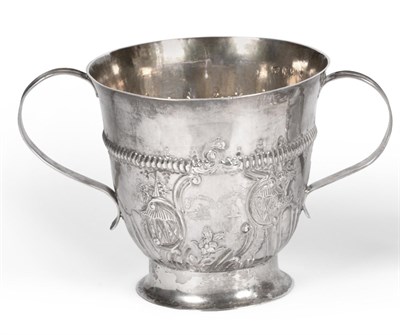 Lot 2235 - A George III Silver Porringer, maker's mark obscured, London, 1774, with reeded handles on circular