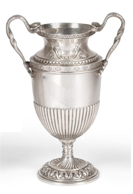 Lot 2236 - A Silver Twin Handled Vase, George Nathan & Ridley Hayes, Chester 1910, part fluted and with...