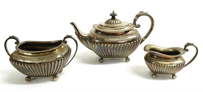 Lot 2243 - A Victorian Silver Three Piece Tea Service, James Dixon & Sons, Sheffield, 1894, rounded...