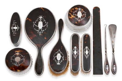 Lot 2245 - A George V Silver and Tortoiseshell Dressing Table Set, Goldsmiths & Silversmiths Co Ltd,...