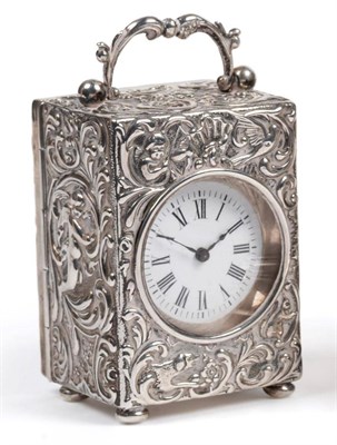 Lot 2250 - A Late Victorian Silver Miniature Timepiece, maker's mark CD, London, 1895 and retailed by...