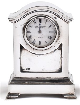 Lot 2251 - An Edwardian Silver Timepiece, William Comyns & Sons, London 1903, the case with arched top and...