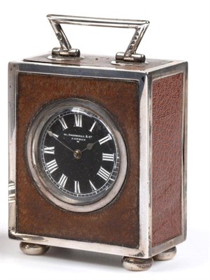 Lot 2252 - A Victorian Silver-Mounted and Leather Covered Desk Timepiece, Thornhill & Co., London 1884,...