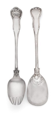 Lot 2271 - A Pair of Victorian Silver King's Husk Pattern Salad Servers, Chawner & Co, London 1843, with...