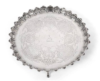 Lot 2283 - A Victorian Circular Silver Salver, Horace Woodward & Co, London, 1875, with scalloped and...