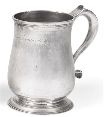 Lot 2288 - A George II Provincial Silver Mug, William Bielby, Newcastle circa 1750, plain baluster form on...