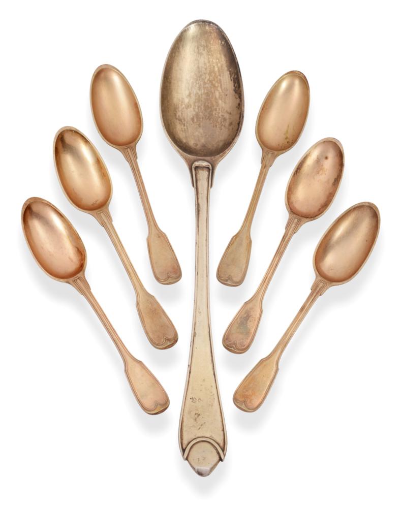 Lot 2300 - A Set of Six French Silver-Gilt Teaspoons, Veuve Fritz, Strasbourg, 2nd half 18th century,...