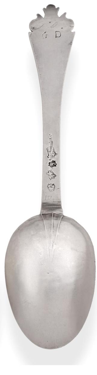 Lot 2306 - A Late 17th Century Dutch Silver Table Spoon, Cornelis De Haan, Rotterdam 1692, with rat tail bowl