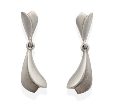 Lot 2013 - A Pair of Georg Jensen Earrings, formed of two graduated fluted links, with post fittings,...