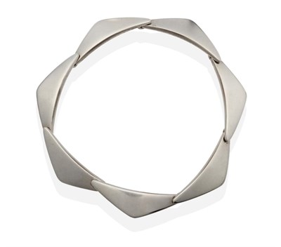 Lot 2014 - A Silver Georg Jensen 'Peak' Bracelet, Designed by Hans Hansen, formed of overlapping...