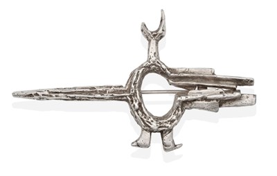 Lot 2016 - A Silver Brutalist Brooch, of abstract figural form, measures 6cm by 10.5cm see illustration