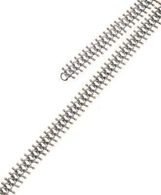 Lot 2018 - A Silver 'Concertina' Necklace and Bracelet Set, by Brett Payne, formed of interlocking silver...