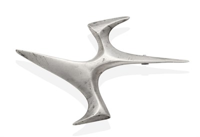 Lot 2022 - A Silver Ivan Tarrat 'Flight' Brooch, Designed by Ernest A. Blyth, of abstract form, measures 4.5cm