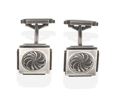 Lot 2033 - A Pair of Georg Jensen Double Cufflinks, Designed by Henry Pilstrup, model number 59B, designed...