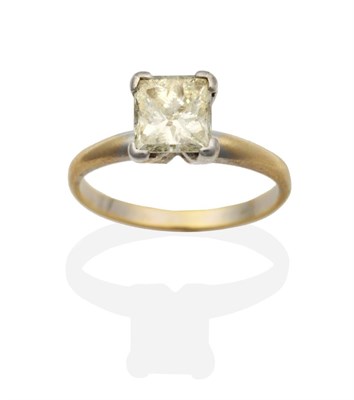 Lot 2099 - A Solitaire Princess Cut Diamond Ring, in a claw setting, estimated diamond weight 1.45 carat...