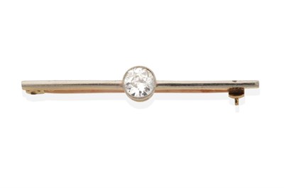 Lot 2139 - A Diamond Bar Brooch, an old cut diamond in a milgrain setting, to a knife edge bar, estimated...