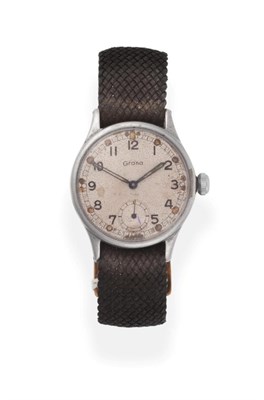 Lot 2153 - A Military Wristwatch, signed Grana, circa 1940, (calibre K.F.320) lever movement, silvered...