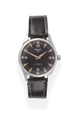 Lot 2154 - An Indian Military Wristwatch, signed HMT, circa 1965, lever movement, black dial signed and with a