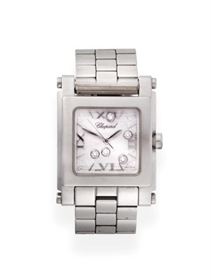 Lot 2159 - A Stainless Steel Calendar Centre Seconds Wristwatch, signed Chopard, model: Happy Sport, ref:...