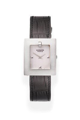 Lot 2166 - A Lady's Stainless Steel Wristwatch, signed Hermes, Paris, circa 2000, quartz movement,...