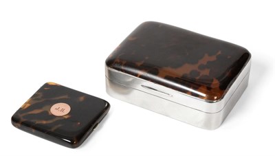 Lot 2215 - A George V Silver and Tortoiseshell Cigarette Box, maker's mark indistinct, London 1924, with...