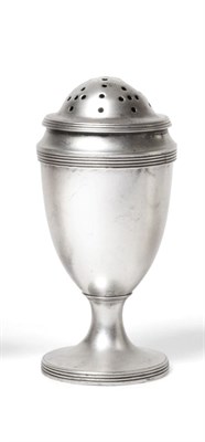 Lot 2222 - A George III Silver Bun Top Pepper, Henry Chawner, London 1793, vase shape with reeded borders, 8cm