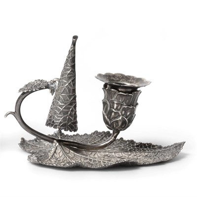 Lot 2224 - An Early Victorian Silver Leaf Form Chamberstick, Joseph Wilmore, Birmingham 1838, of...