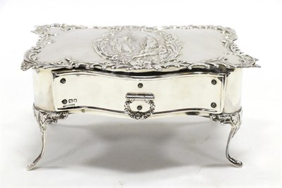 Lot 2229 - An Edwardian Silver Jewellery Box, Comyns, London 1901, in the form of a table on cabriole...