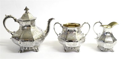 Lot 2231 - A Victorian Silver Three Piece Tea Service, Robert, James & Josiah Williams, Exeter 1850, octagonal