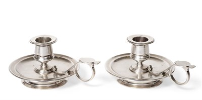 Lot 2250 - A Pair of Victorian Silver Chambersticks, Walter & John Barnard, London 1883, plain circular...