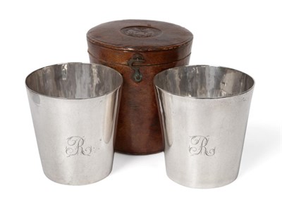 Lot 2253 - A Pair of George III Silver Beakers, mark probably of John King, London, 1784, plain tapering,...