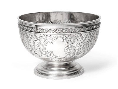 Lot 2258 - A George III Silver Bowl, Richard Cook, London 1812, flat chased with flowers, foliage, zig-zag and