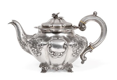 Lot 2259 - An Early Victorian Silver Teapot, Samuel Hayne & Dudley Cater, London 1840, compressed circular...