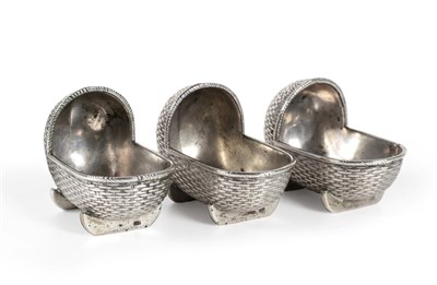 Lot 2260 - A Set of Three Victorian Silver Novelty Salts in the Form of Cradles, Edward H Stockwell,...