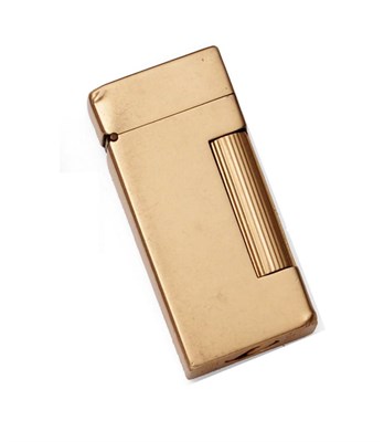 Lot 2267 - A Dunhill 14ct Gold Cased Lighter, the hinged cover released by the rotating wheel, stamped...