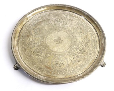 Lot 2275 - A Victorian Silver Salver, Frederick Elkington, London 1874, circular with bead border,...