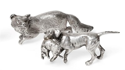 Lot 2281 - An Edwardian Cast Silver Model of a Fox, J Batson & Son, London 1902; and A Continental Cast Silver