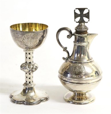 Lot 2290 - A Victorian Silver Travelling Miniature Chalice and Ewer, Henry Wilkinson & Co, Sheffield 1863,...