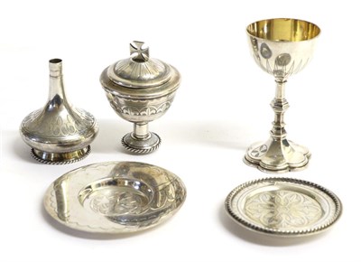 Lot 2291 - A George V Silver Travelling Miniature Chalice and Paten, J Wippell & Co Ltd, London 1910, the...