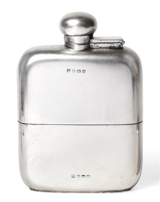 Lot 2294 - A Silver Hip Flask, Charles S Green & Co, Birmingham 1937, plain, with pull off cup and bayonet...