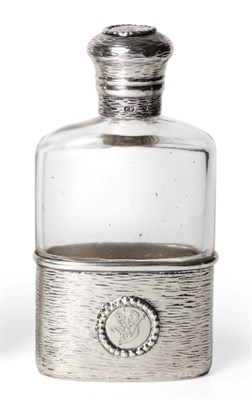 Lot 2295 - A Victorian Silver Mounted Glass Hip Flask, Frederick Purnell, London 1888, the screw off cover and